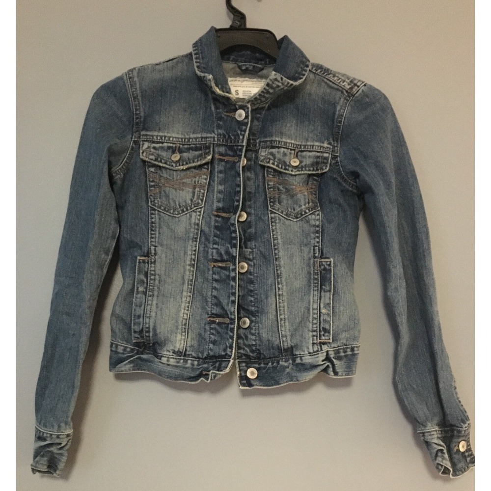 Aeropostale Y2K Women's Distressed Jean Jacket Size Small Early 2000s